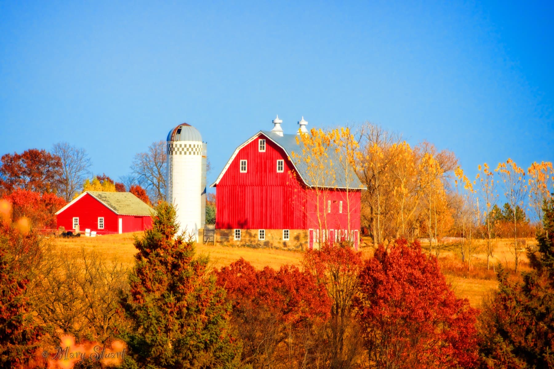 Barn beneath a wide prairie sky