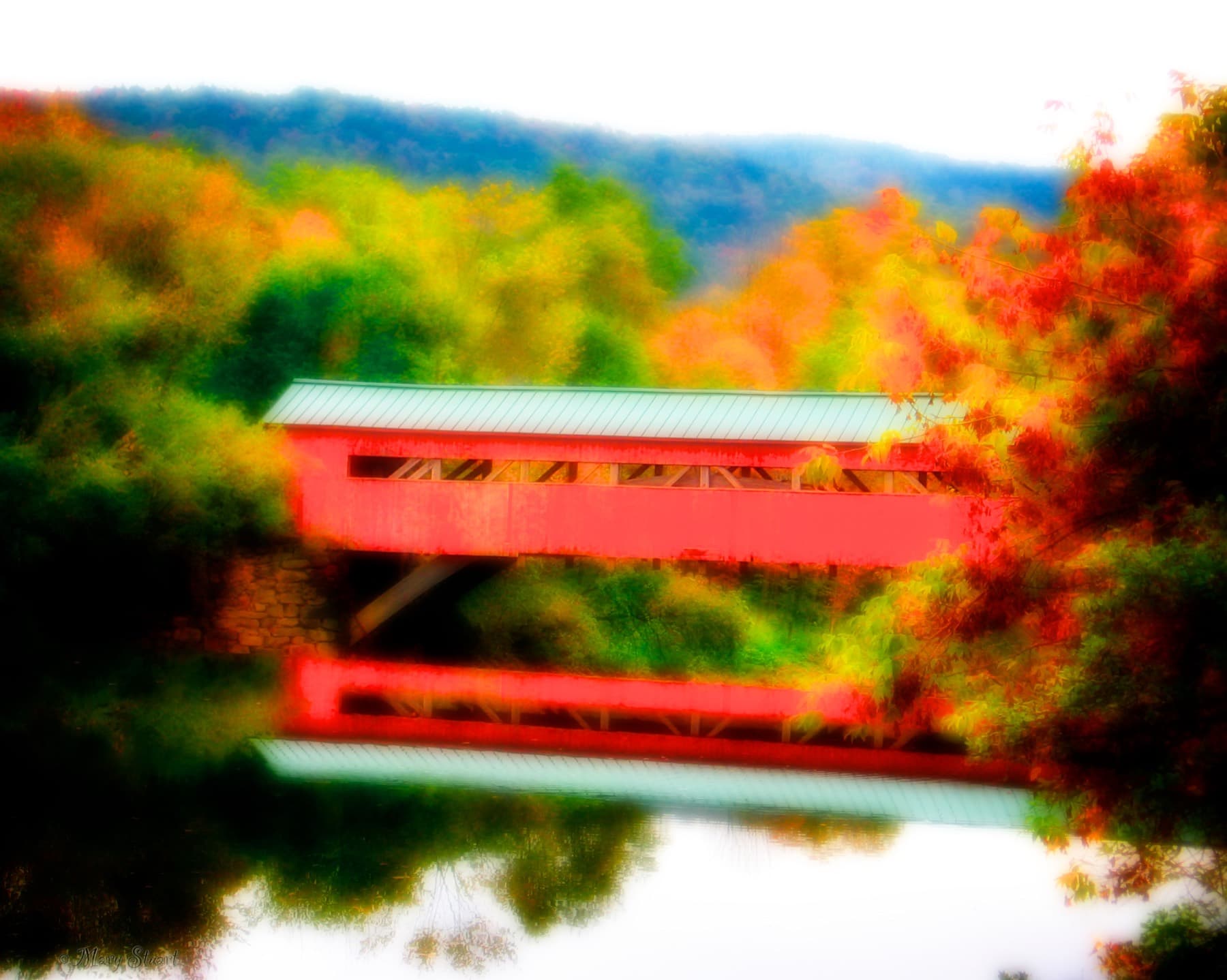 Artistic motion study of a covered bridge